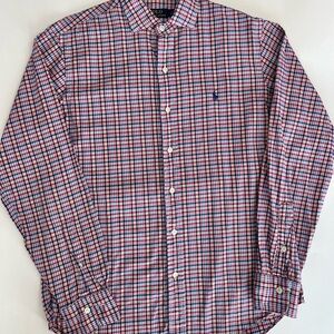 Ralph Lauren Men's Red and Blue Plaid Shirt